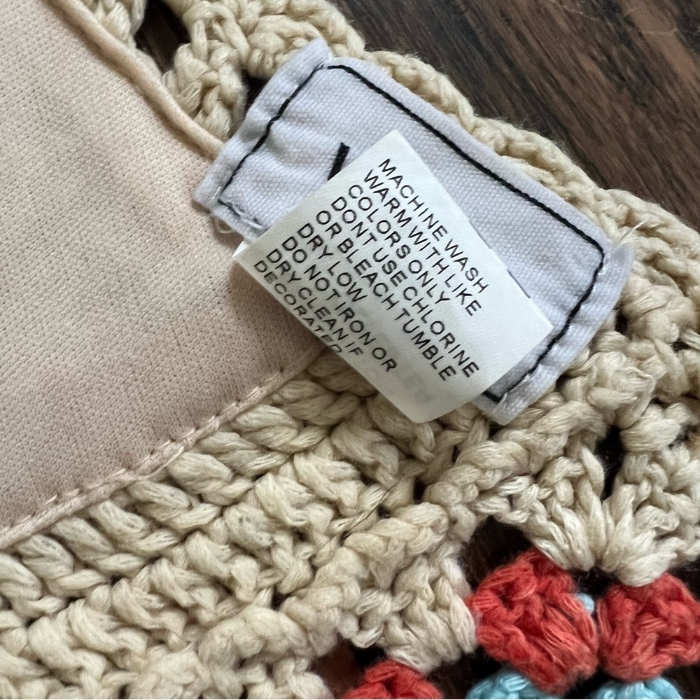 WoWo Crochet Knit Bralette Halter Granny Square Festival Tank Bra Large Top - Picture 7 of 8